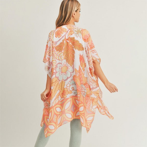 Women's Lightweight Damask Print Kimono.