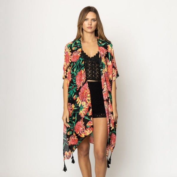 Do Everything In Love Lilly Flower Kimono With Tassel Detail