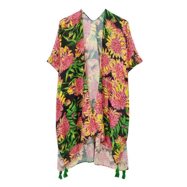 Do Everything In Love Lilly Flower Kimono With Tassel Detail