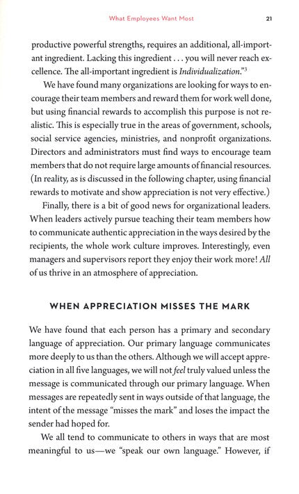 The 5 Languages of Appreciation in the Workplace, repackaged: Empowering Organizations by Encouraging People