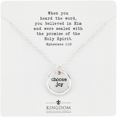 Pendant Necklace: Choose Joy (20in chain