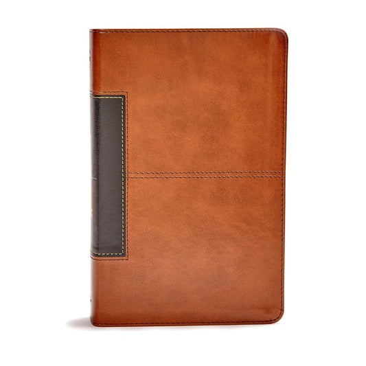 CSB Single-Column Personal Size Bible, Tan/Black LeatherTouch