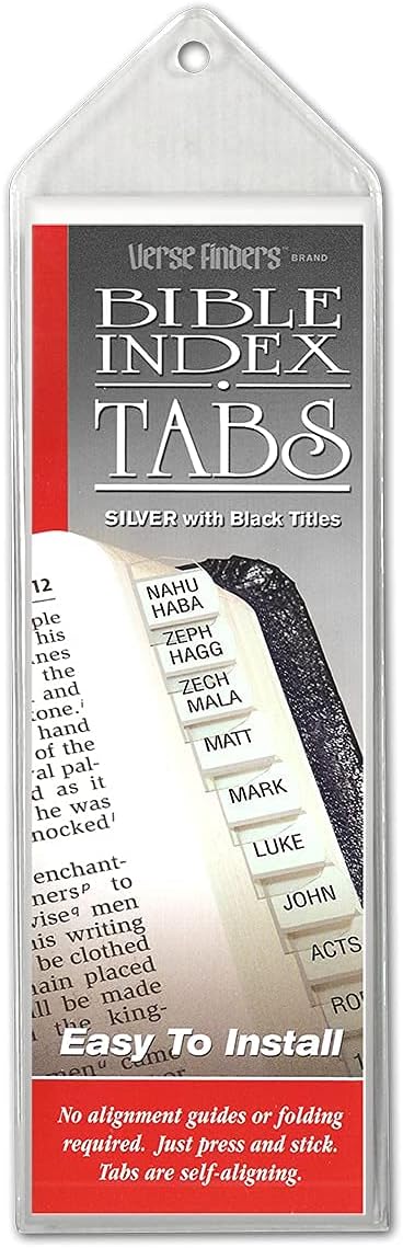 Verse FInders Bible Index Tabs Silver with Black Titles