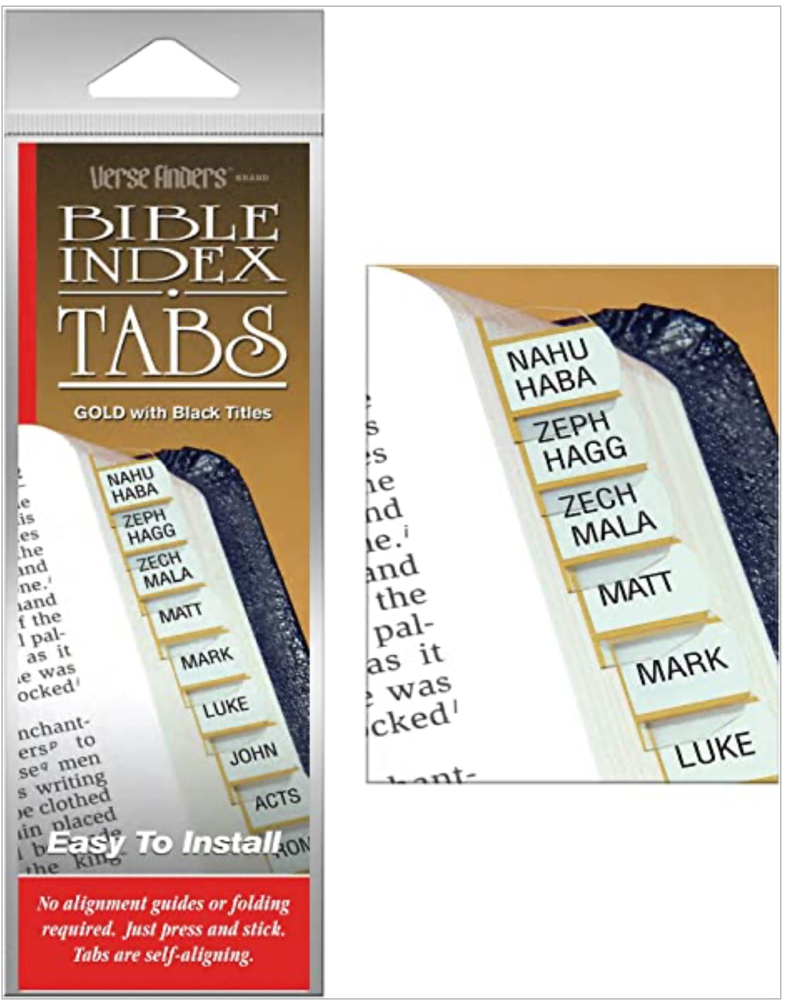 Bible Index Tabs-Gold with Black Titles