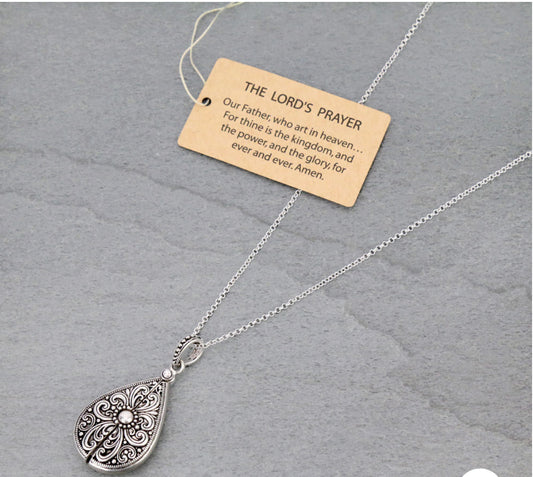 Message Locket “Lord’s Prayer” 33″ Necklace