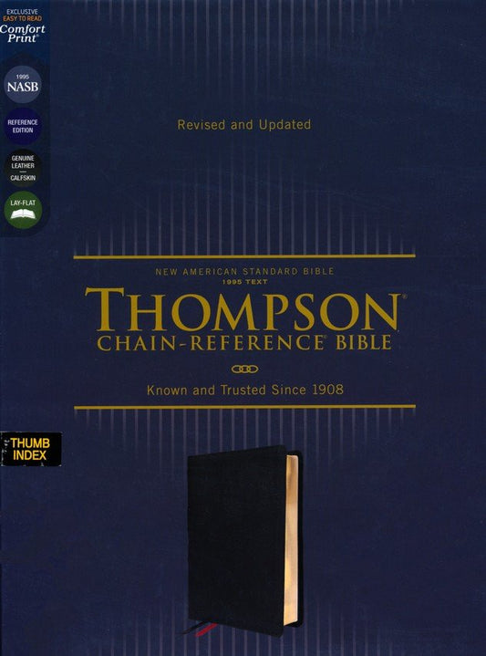 NASB Thompson Chain-Reference Bible, Comfort Print--calfskin leather, black (indexed)