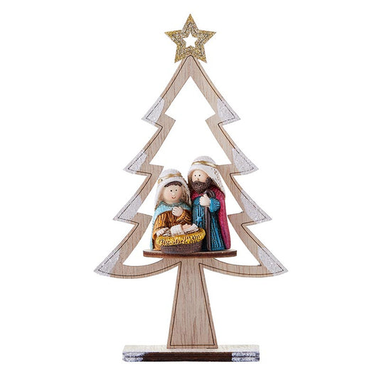 Childlike Nativity with Christmas Tree