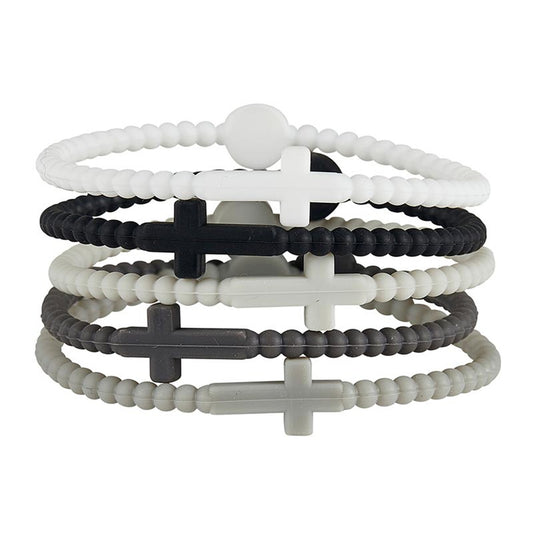 Slate Silicone Cross Bracelets Assortment