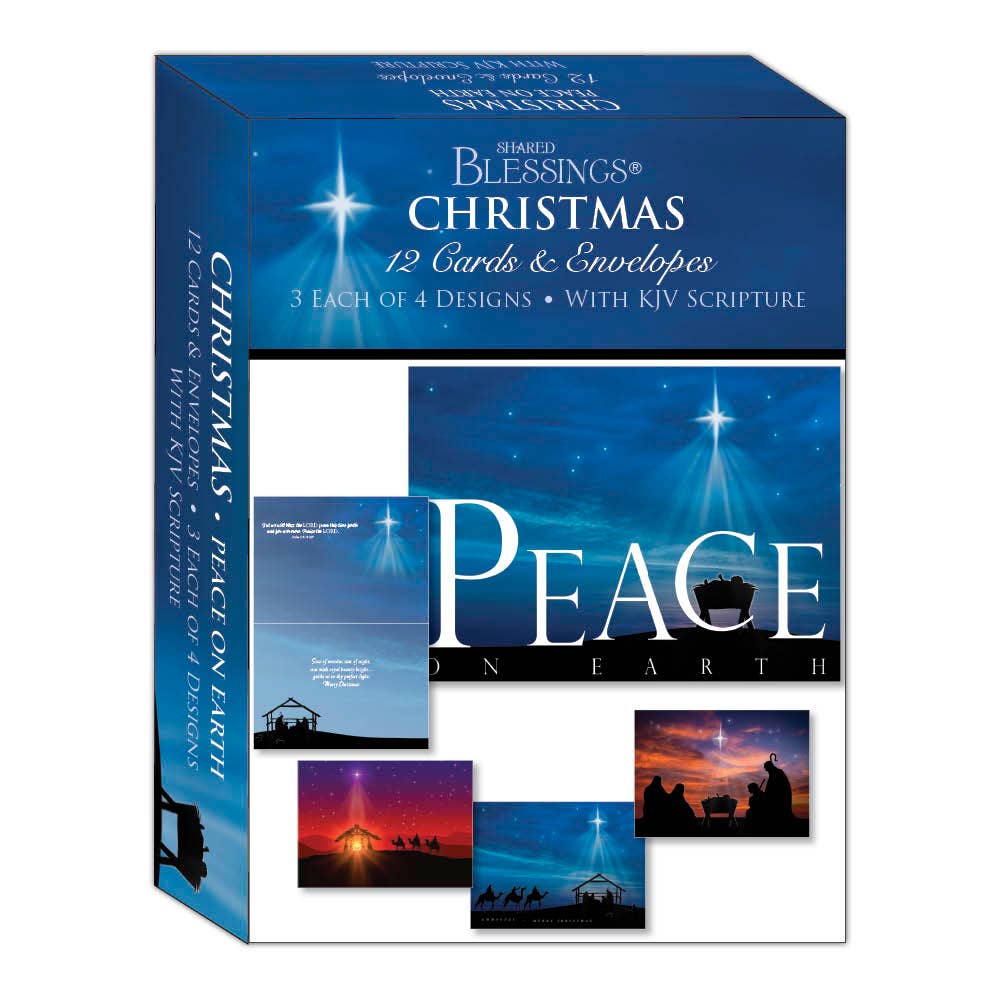Crown Point Graphics - Religious Boxed Christmas Cards, Peace on Earth, 12 Cards