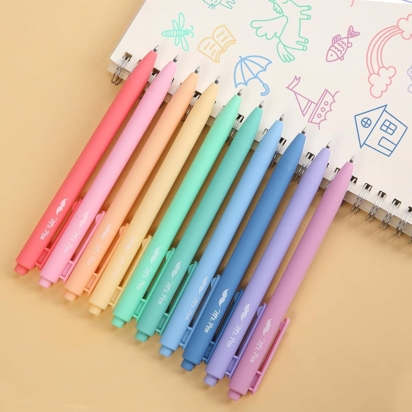 Mr. Pen - Retractable Gel Pens, 10 Pack, Color Ink, 0.7mm