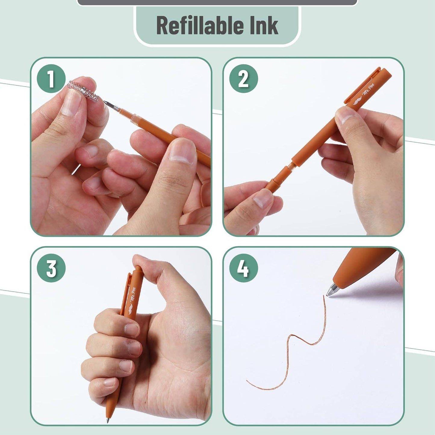 Mr. Pen - Cute 12-Pack Retractable Gel Pens with Colored Ink