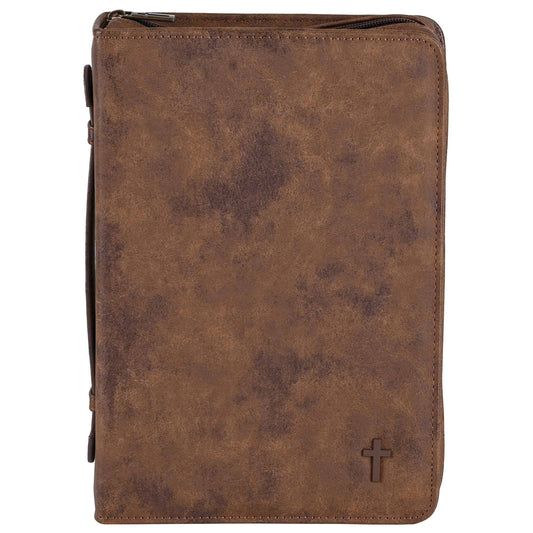 Magnolia - White Dove Bible Case Cross Suede-Look Brown XLarge