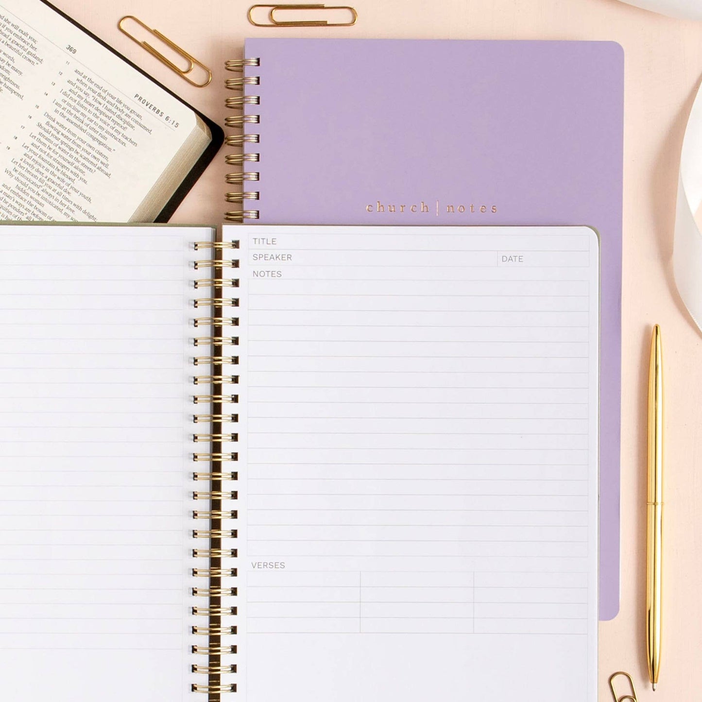 Church Notes Co. - Lilac Church Notes Bible Reference Notebook with Maps