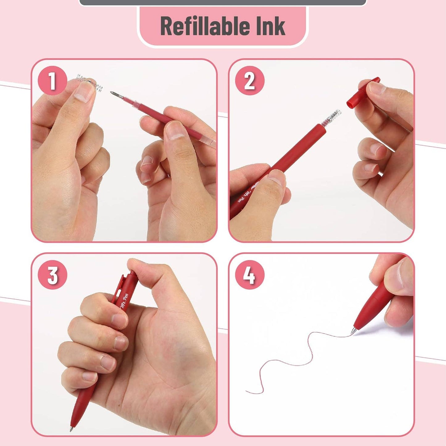 Mr. Pen - Cute 12-Pack Retractable Gel Pens with Colored Ink