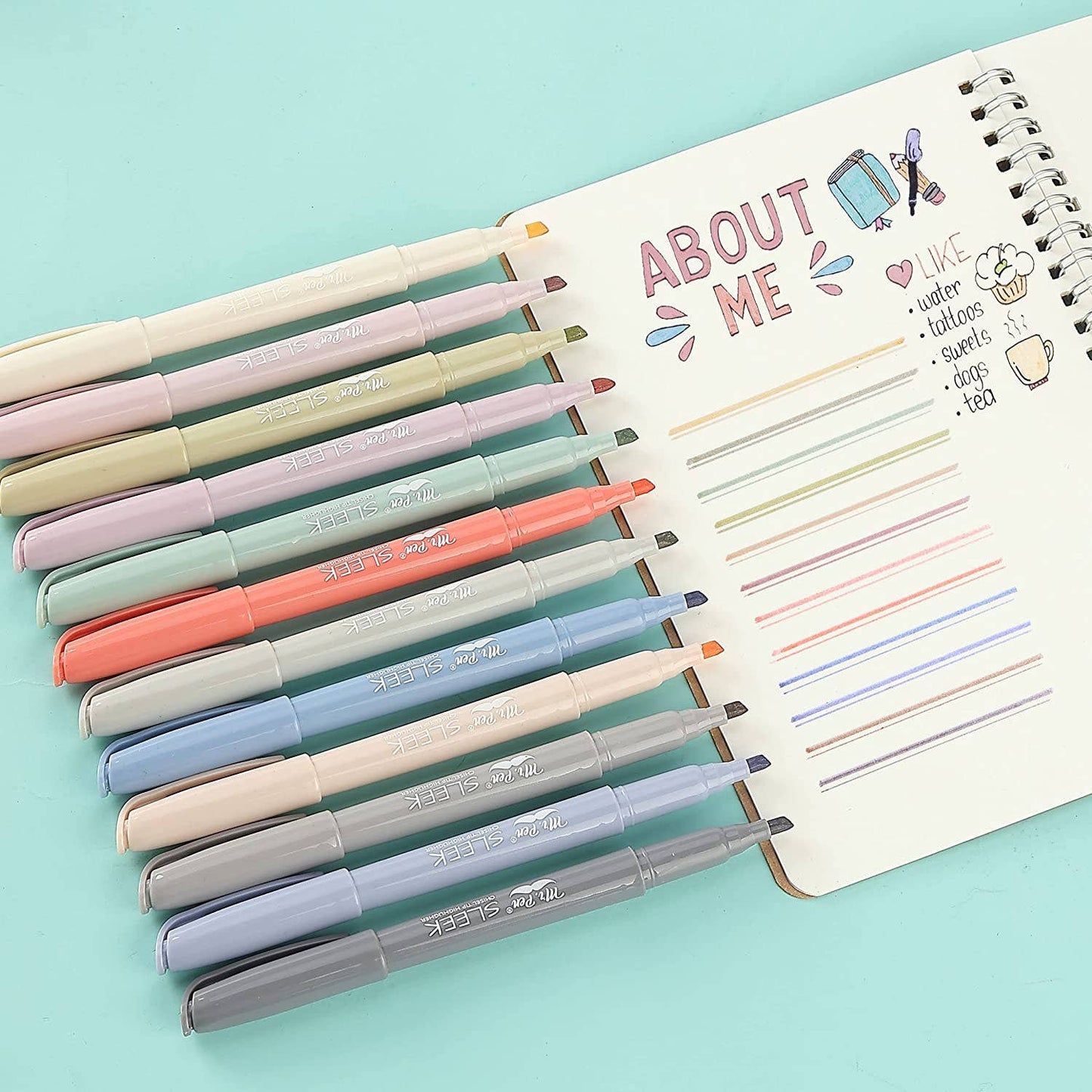 Mr. Pen - Morandi Highlighters 12 Pack Chisel Tip
