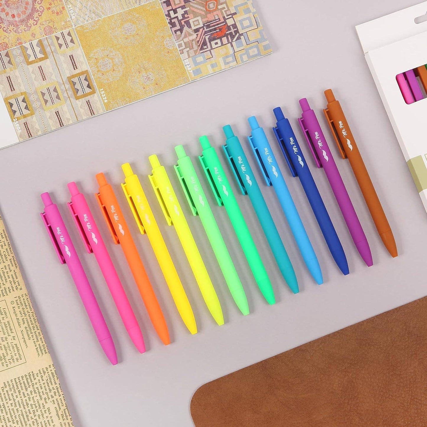 Mr. Pen - Cute 12-Pack Retractable Gel Pens with Colored Ink