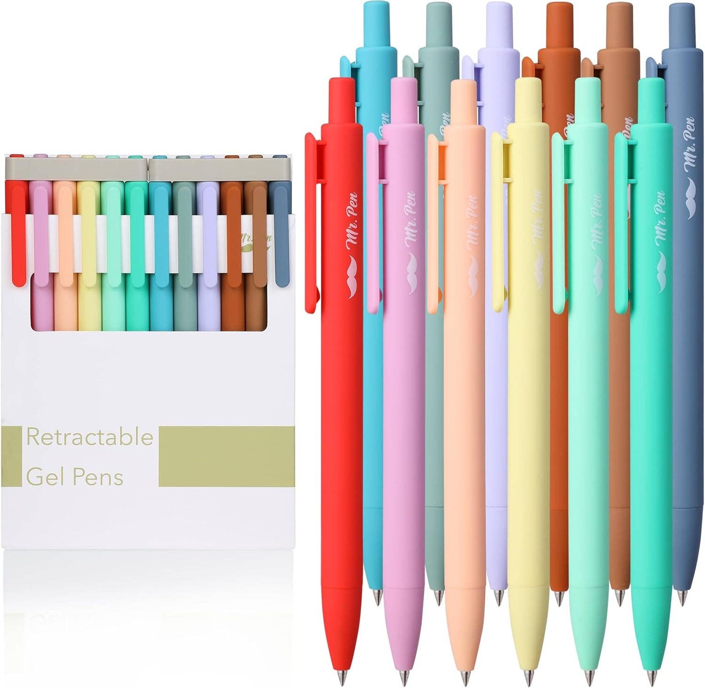 Mr. Pen - Cute 12-Pack Retractable Gel Pens with Colored Ink