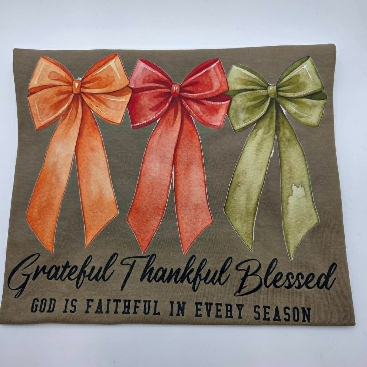 Grateful Thankful Blessed  Bow Tee