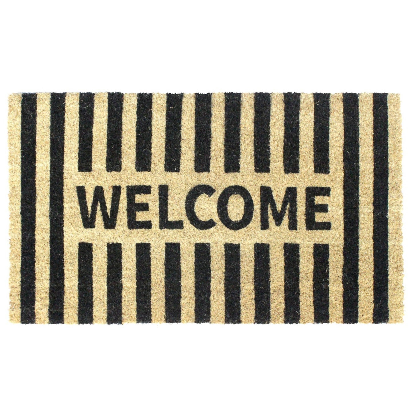 RugSmith - RugSmith Black Welcome Stripe Doormat, 18" x 30"