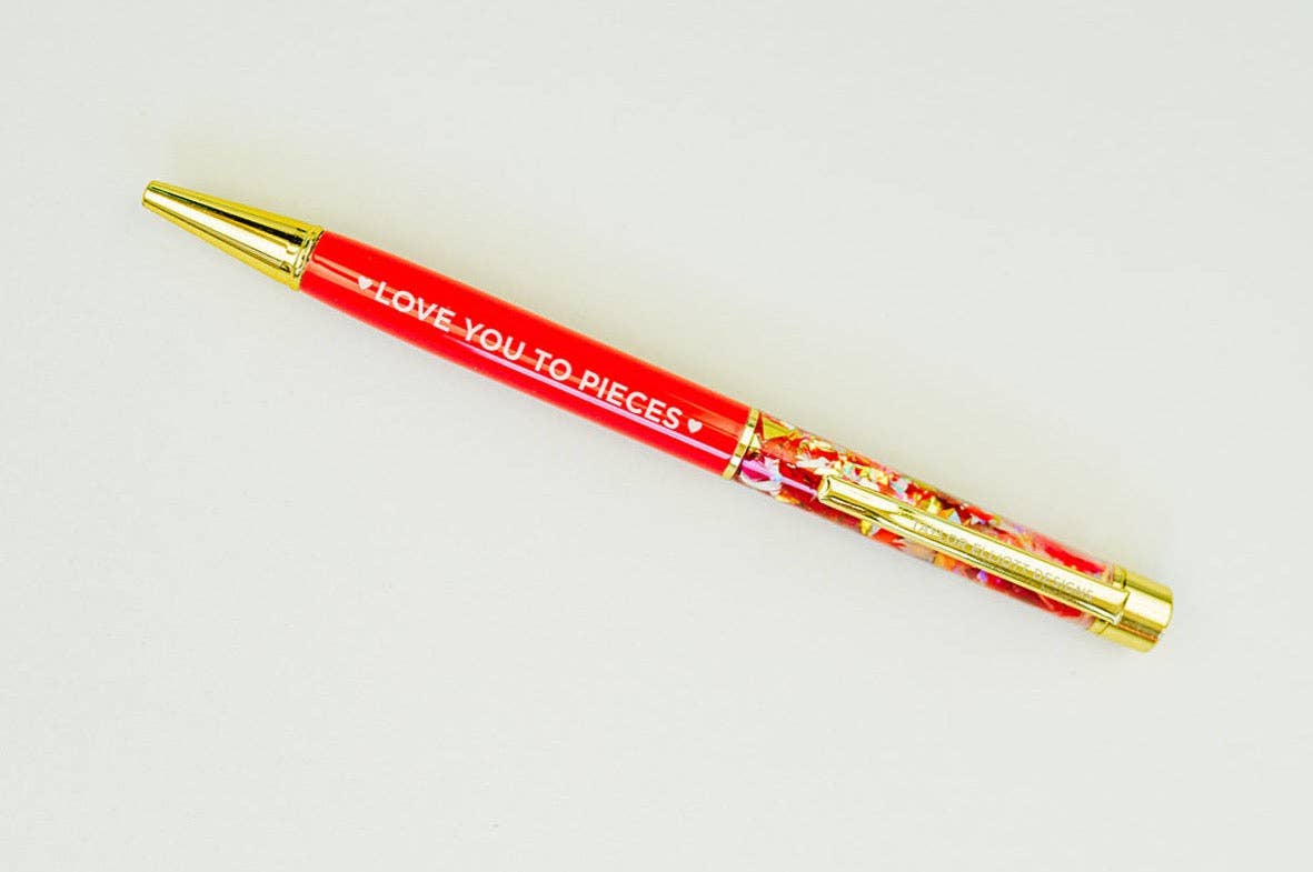 Taylor Elliott Designs - "Love You..." - Red w/ Red + Pink Confetti