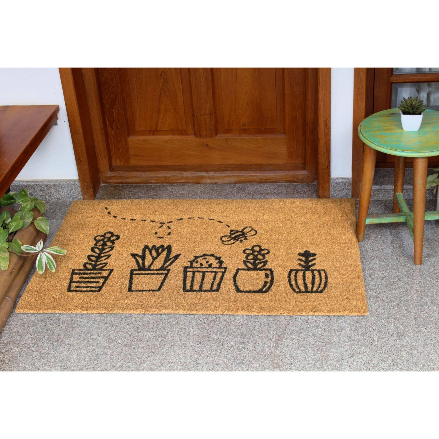 RugSmith - RugSmith Black Machine Tufted Topiary Doormat, 18" x 30"