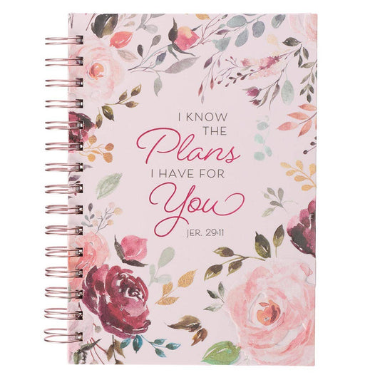 Christian Art Gifts - Journal Wirebound Pink Floral The Plans Jer. 29:11