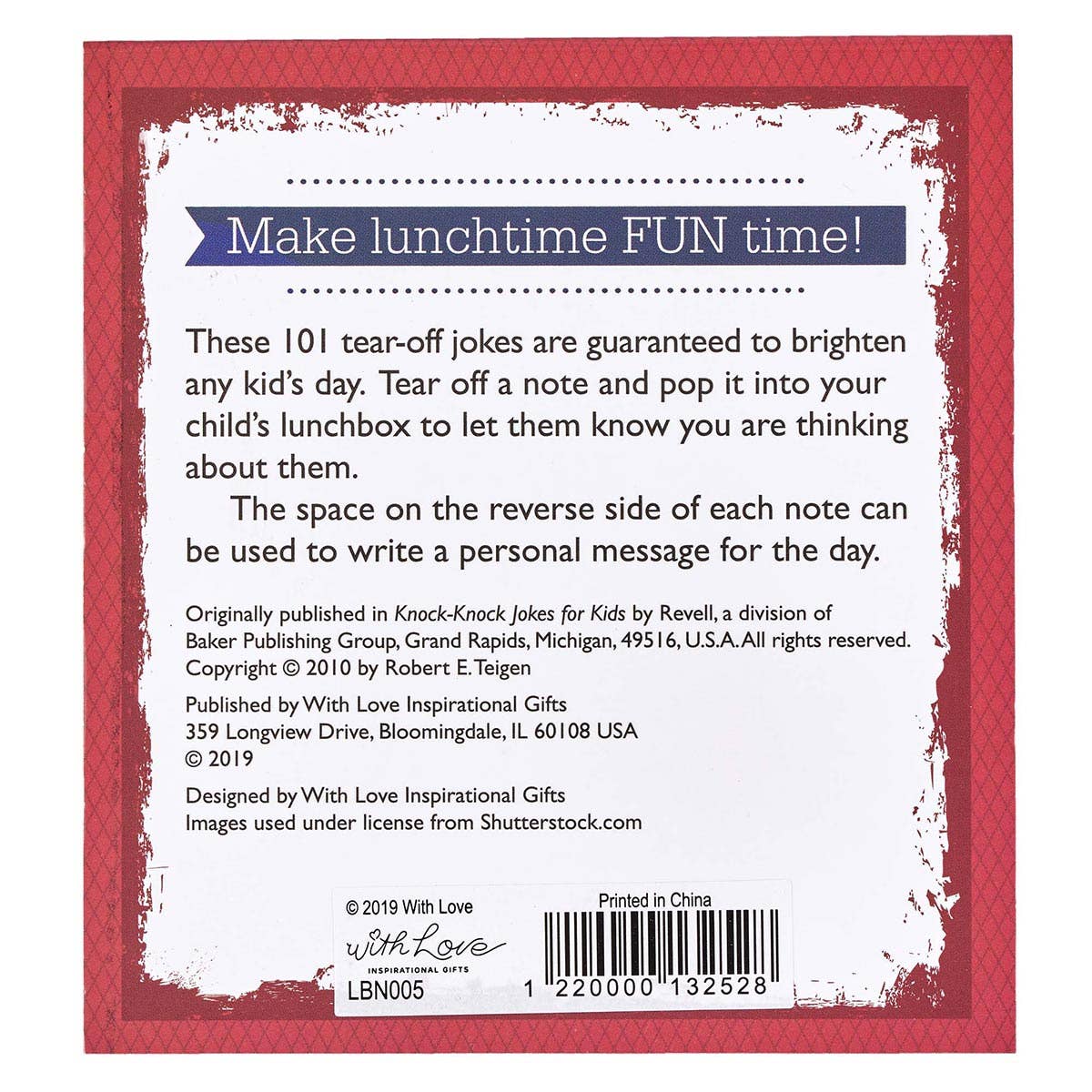 Christian Art Gifts - 101 Lunchbox Notes with Knock-Knock Jokes for Kids