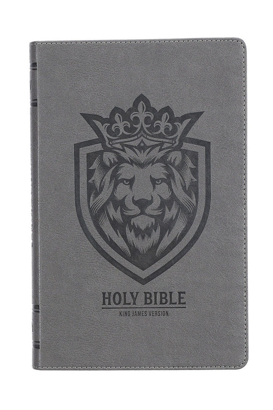 CHARCOAL GRAY LION FAUX LEATHER KJV GIFT EDITION BIBLE