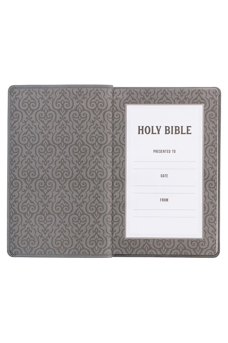 CHARCOAL GRAY LION FAUX LEATHER KJV GIFT EDITION BIBLE