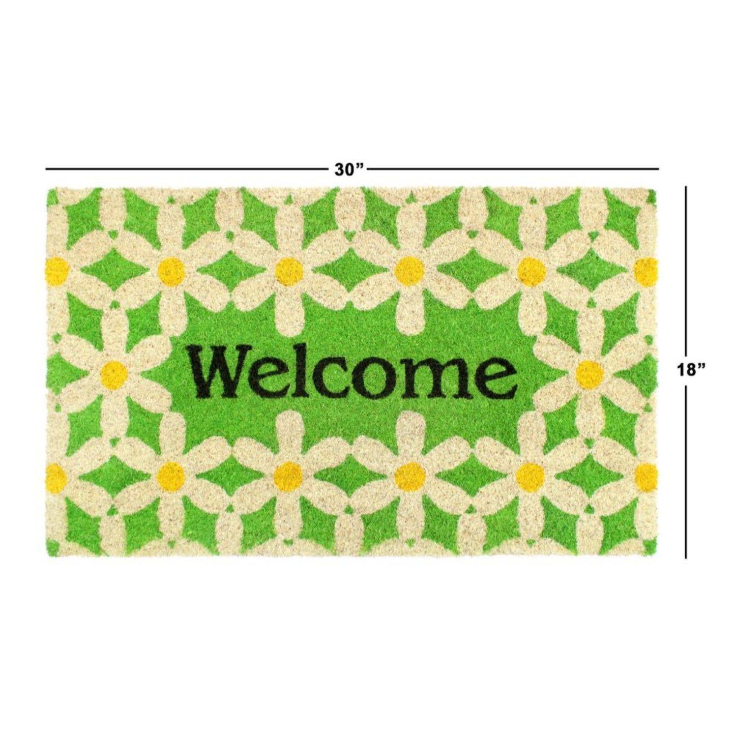 RugSmith - RugSmith Green  Machine Tufted Daisy Coir Doormat, 18" x 30"