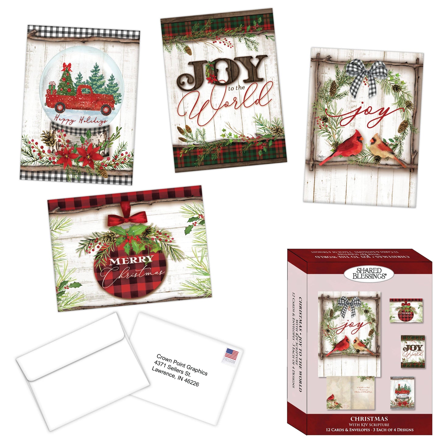 Crown Point Graphics - Religious Boxed Christmas Cards, Joy to the World, 12 Cards