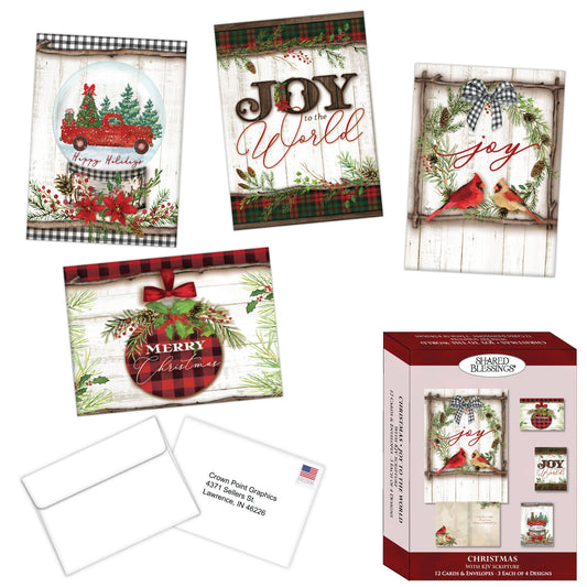 Crown Point Graphics - Religious Boxed Christmas Cards, Joy to the World, 12 Cards