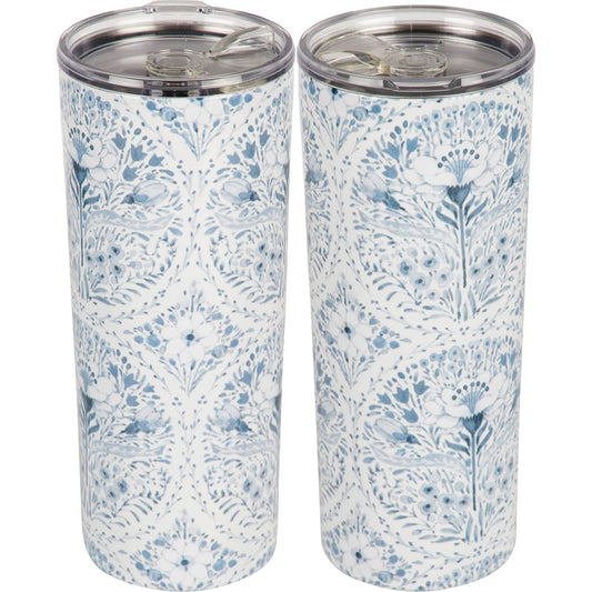 Primitives by Kathy - Indigo Floral Coffee Tumbler