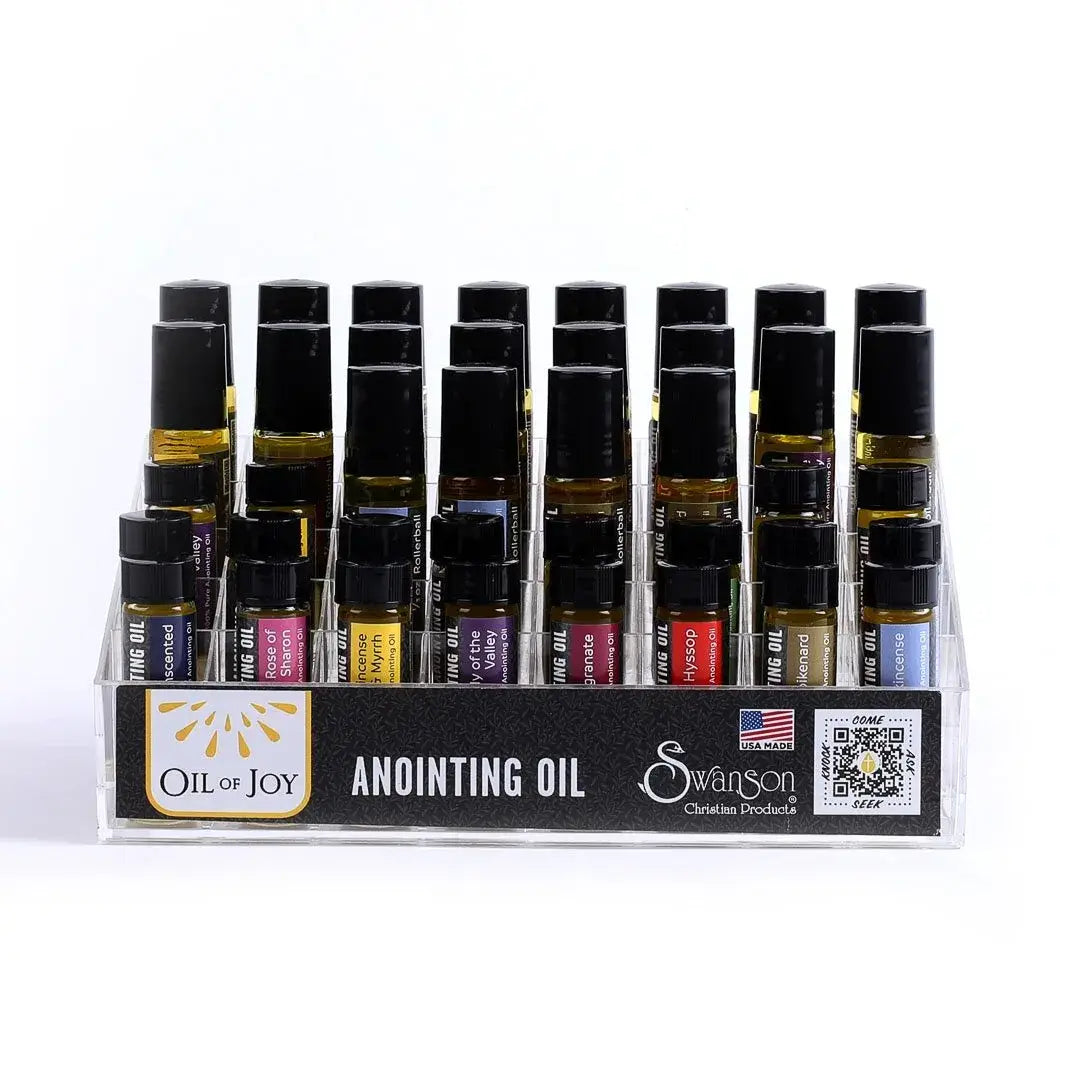Swanson Christian Products - Anointing Oil 1/4 Oz & 1/3 Oz Roller Display Pk40