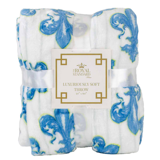 The Royal Standard - Fleur de Lis Throw   Blue/Sky   50x60