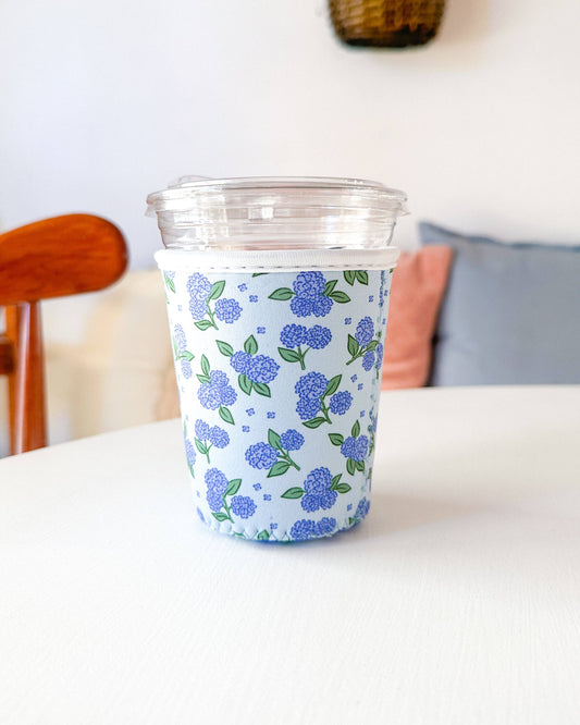 Oak Shore Collective LLC - Blue Hydrangeas | Reusable Coffee Sleeve