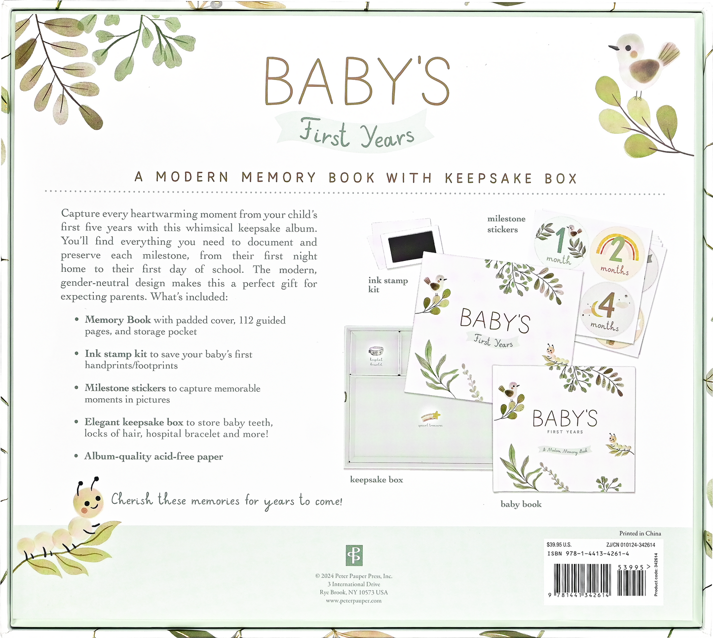 Peter Pauper Press - Baby's First Years: A Modern Memory Book with Keepsake Box