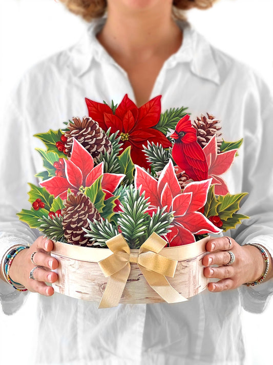 FreshCut Paper LLC - Birch Poinsettia (8 Pop-up Greeting Cards)