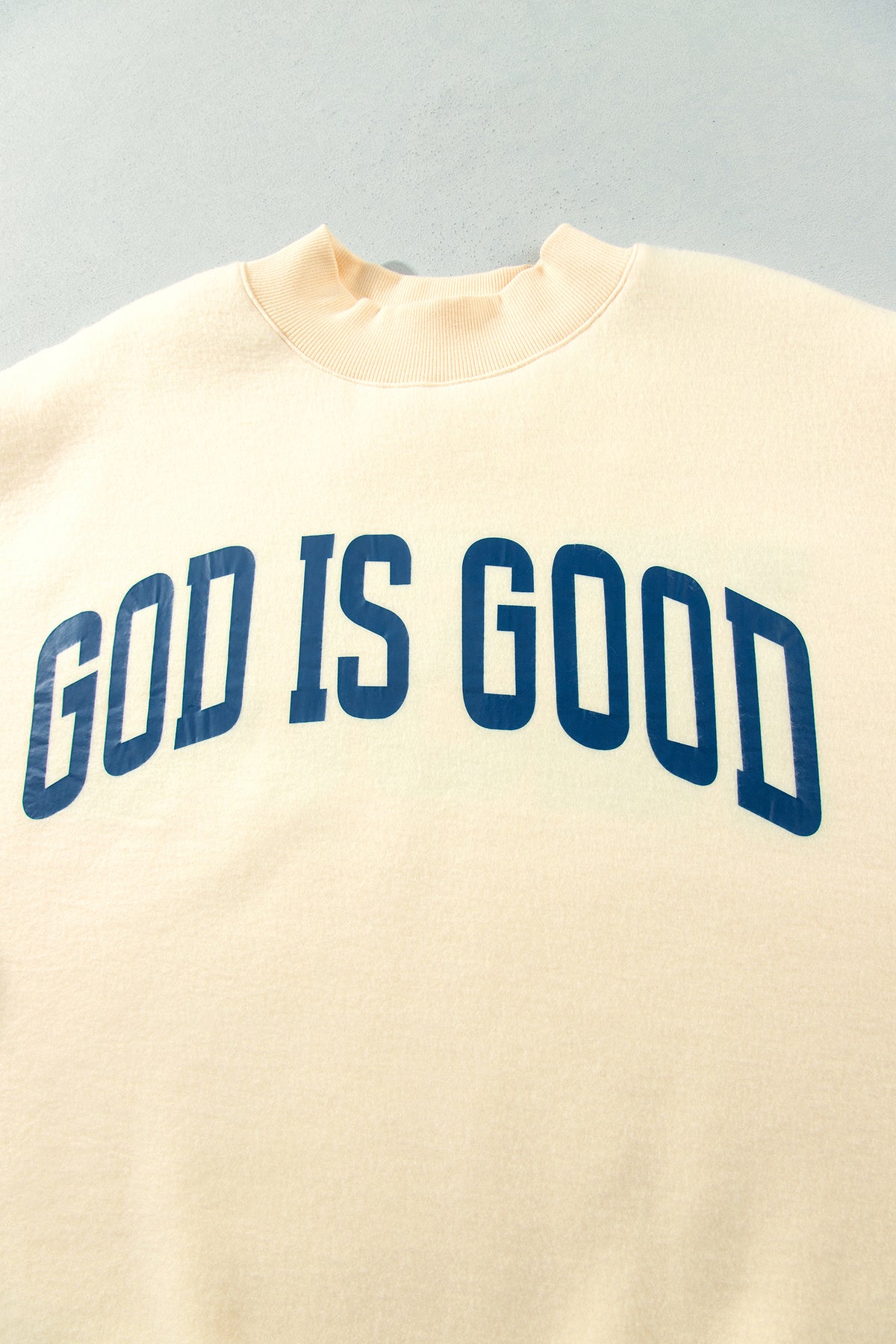 Light Grey Jesus Slogan Stand Neck Long Sleeve Oversized Tunic Plus Size Sweatshirt