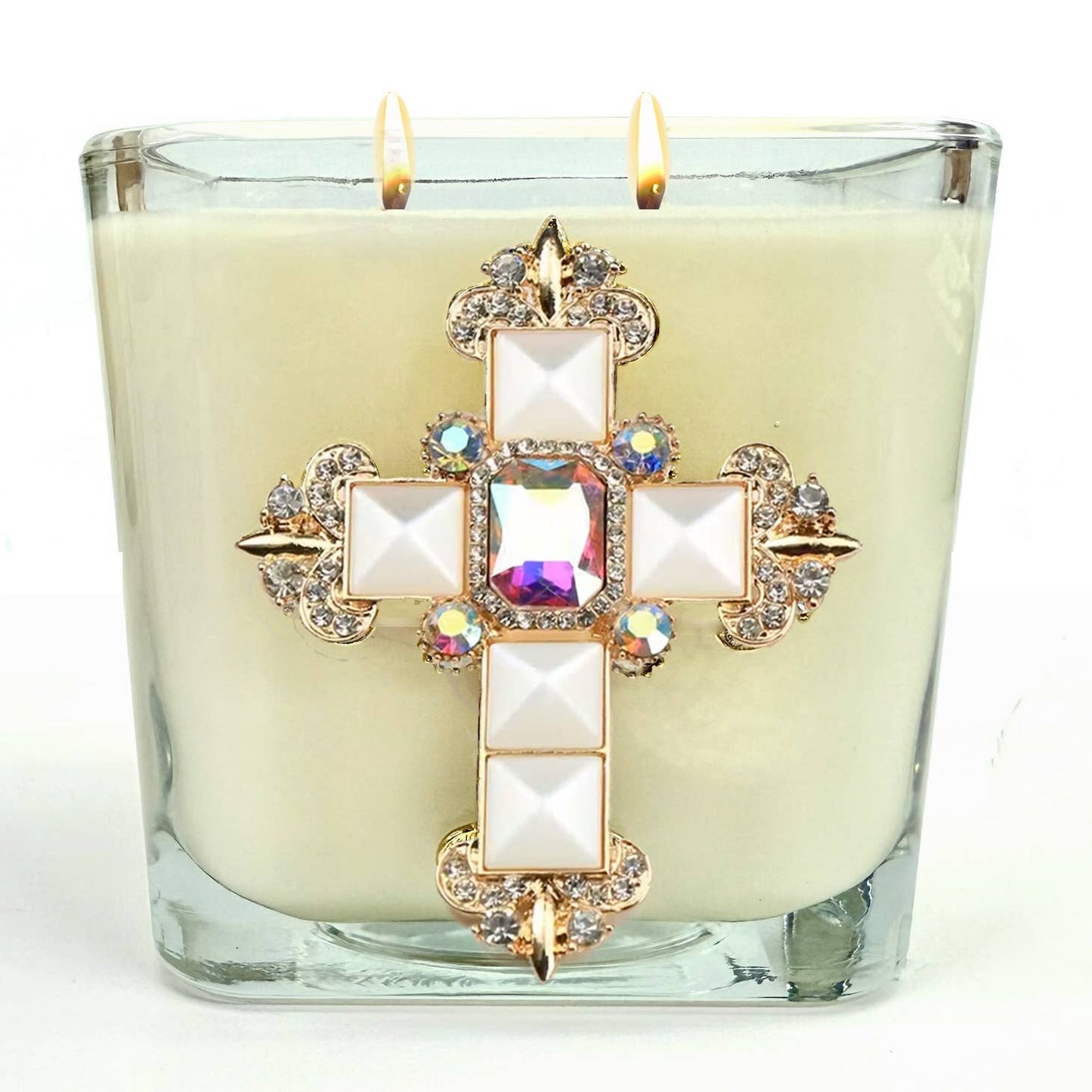 Abba Christian Products - SPIKENARD - 12oz PEARL/IRRIDESCENT CROSS CANDLE