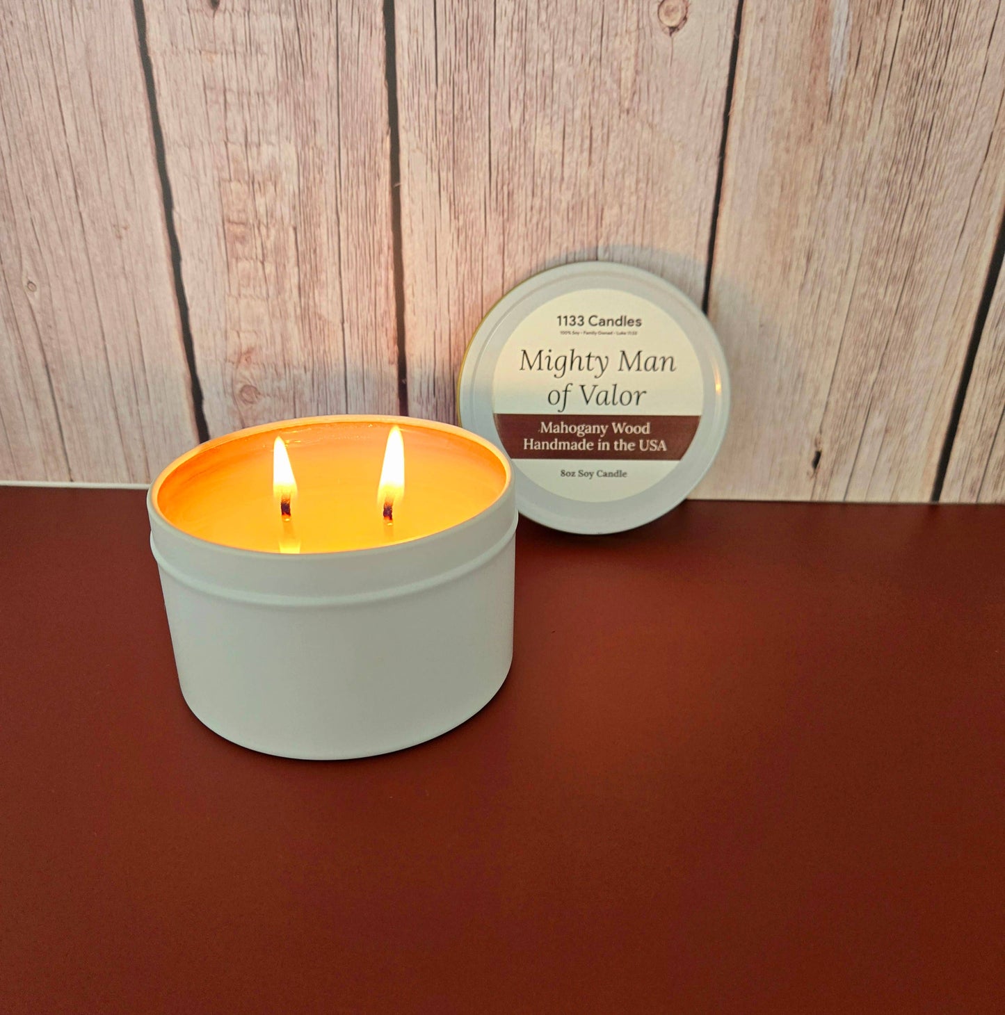 1133 Candles - 8oz Mahogany Wood Soy Candle | Father's Day Gift for Men