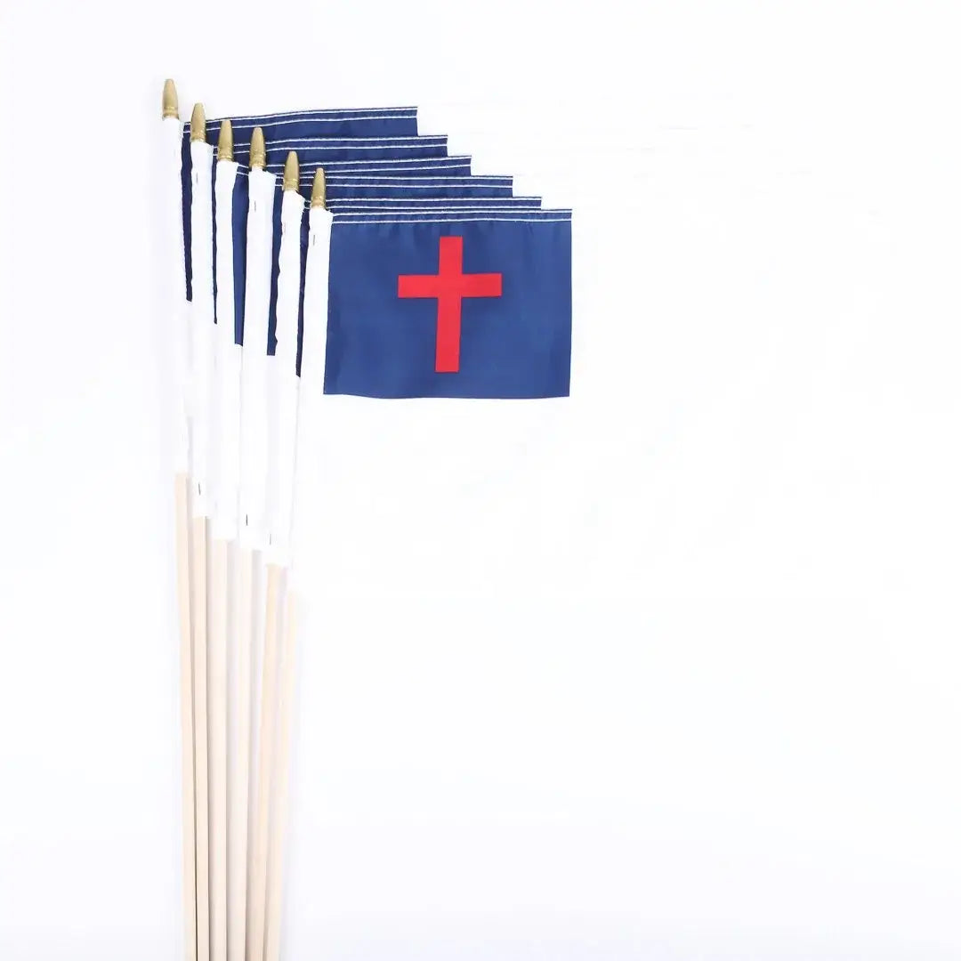 Swanson Christian Products - Flag Christian 12Inx18In W/25In Staff Pack of 6