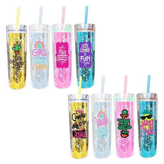 Novelty Closeout - Insulated 16 oz Slim Glitter Tumbler