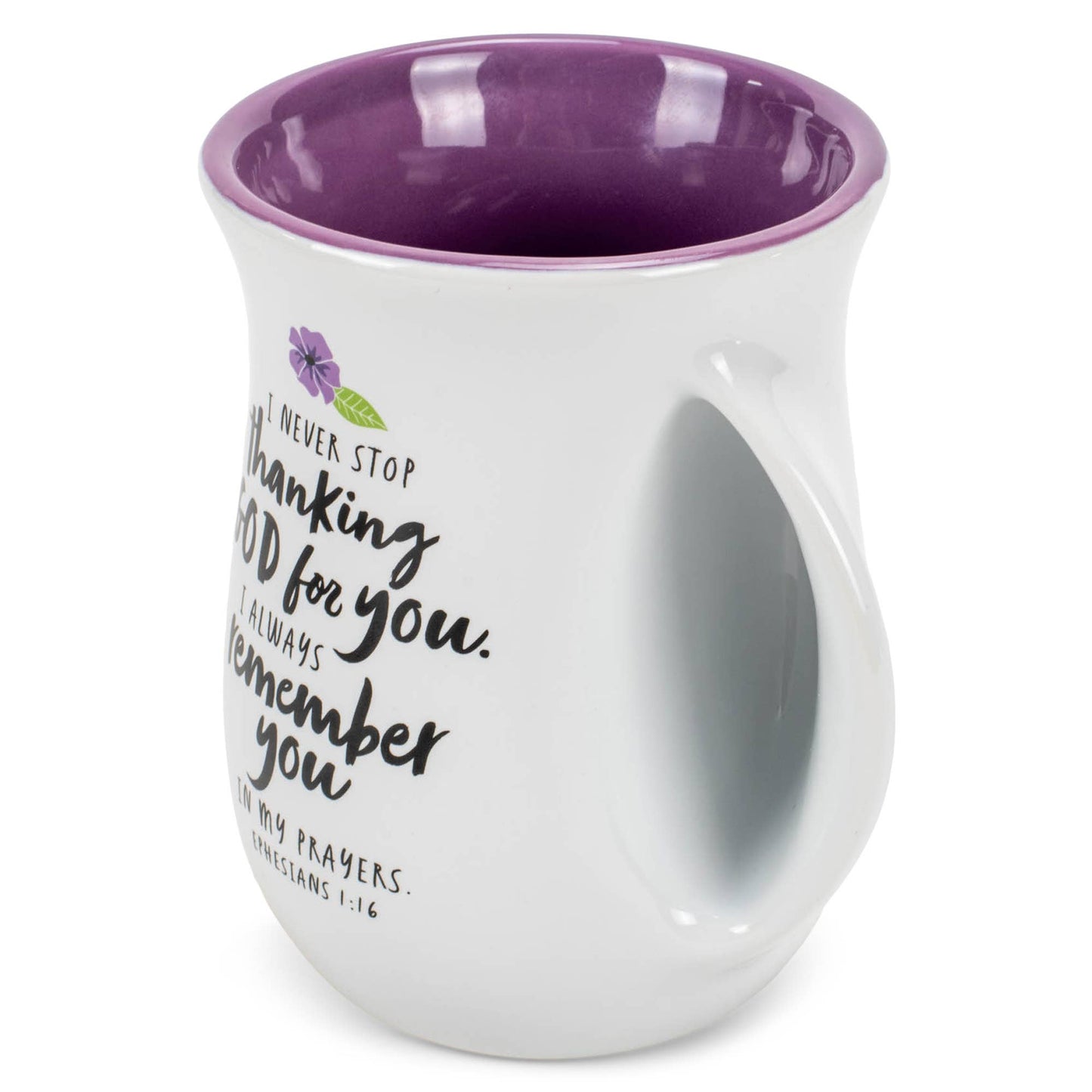 EAST AVENUE - Ceramic Handwarmer Mug Pastor's Wife Floral w/Plum Interior