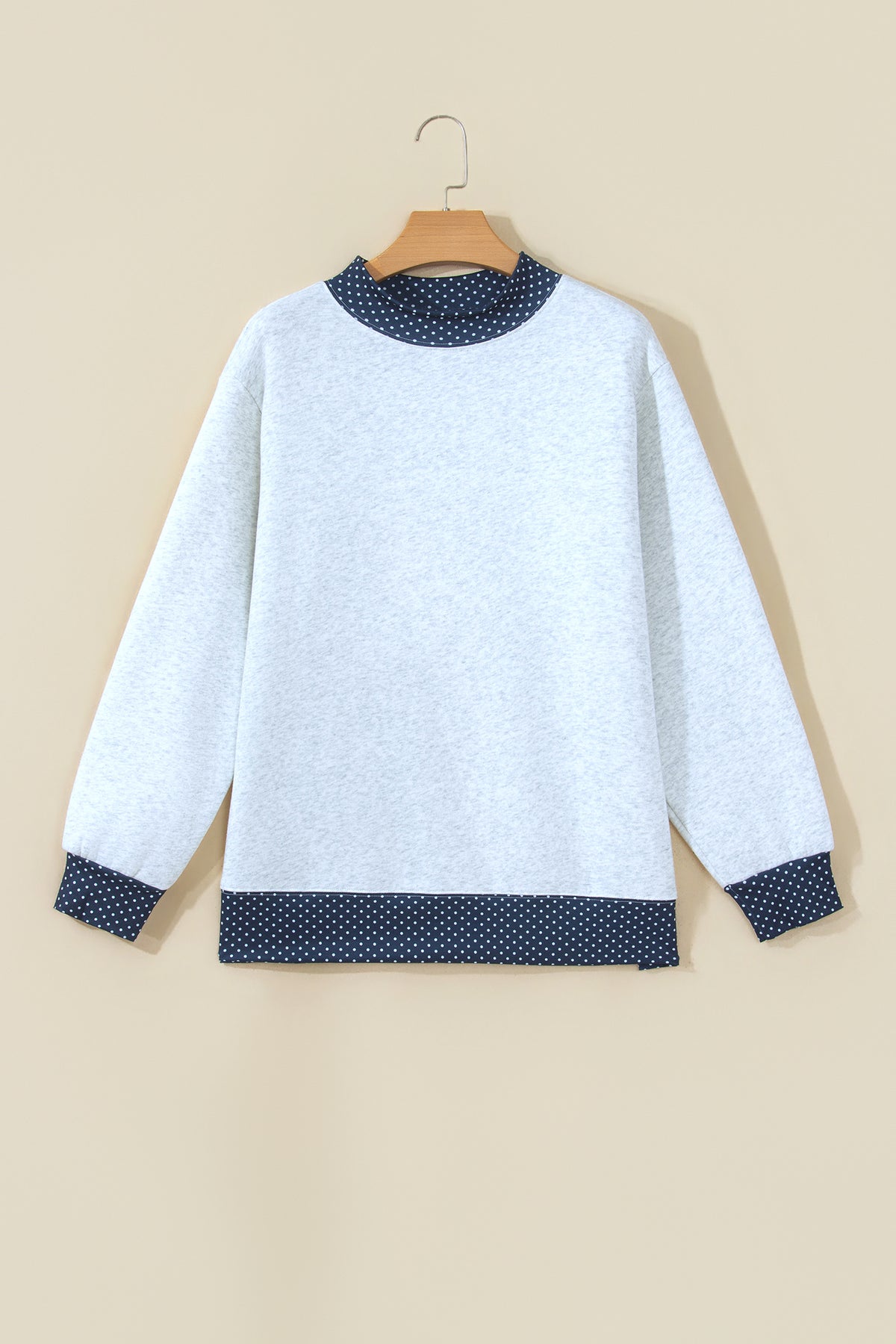 Light Grey Polka Dot Contrast Trim JESUS Letter Graphic Sweatshirt