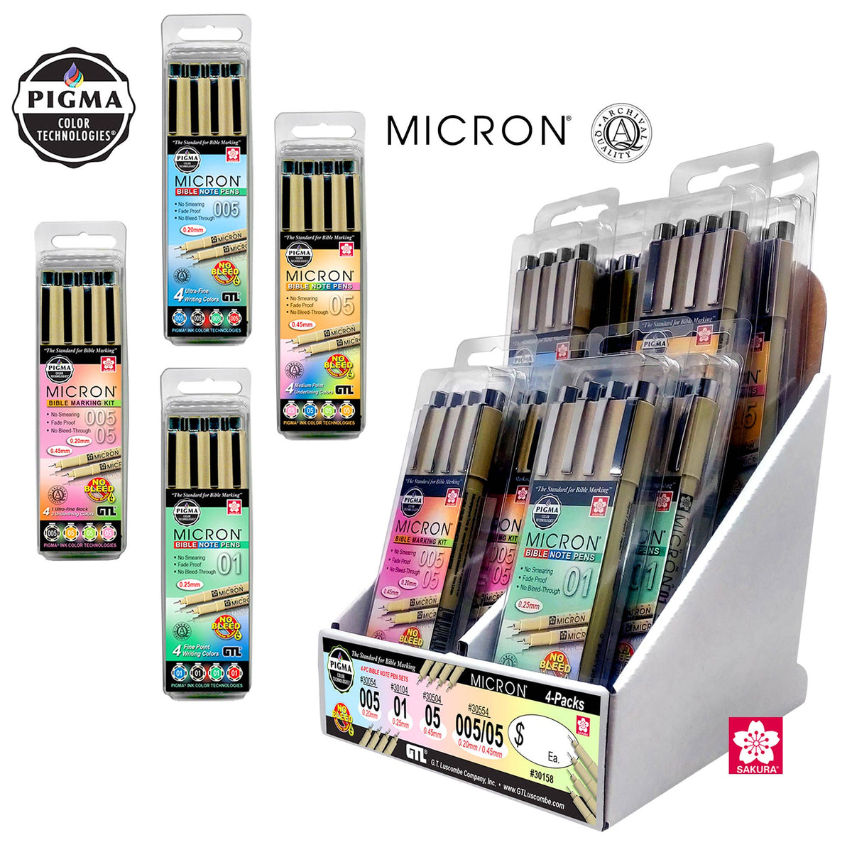 G.T. Luscombe Company, Inc. - Less Than PQ - Micron 4 Pack Bible Kit Display