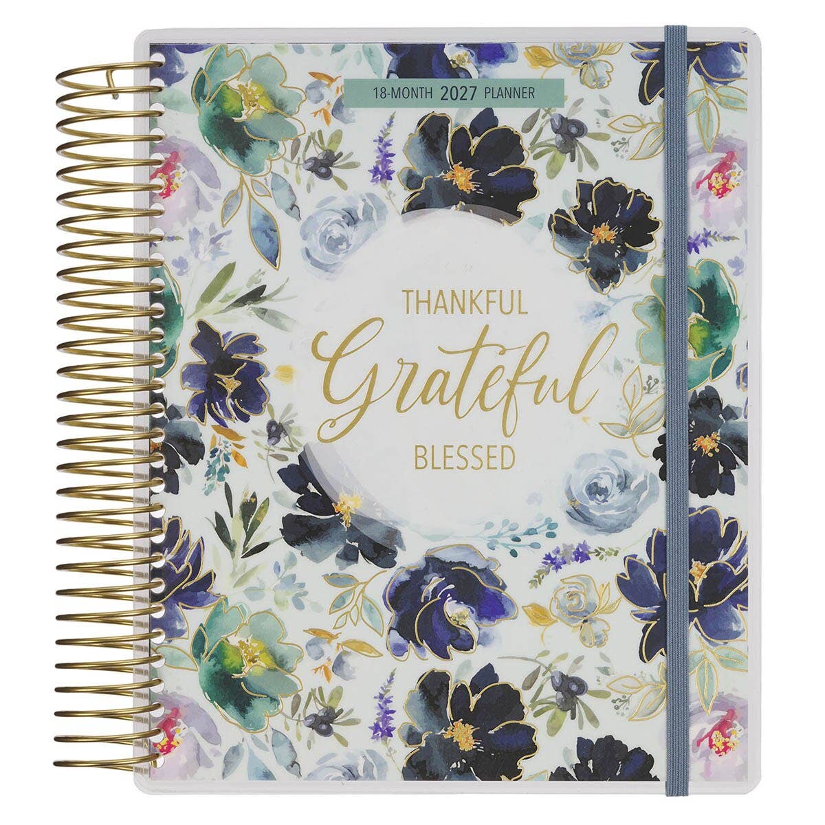 Christian Art Gifts - 2027 Wire 18-Month Planner Thankful Grateful Blessed