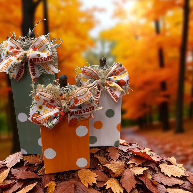 Created with Heart- 3 piece wooden pumpkin set