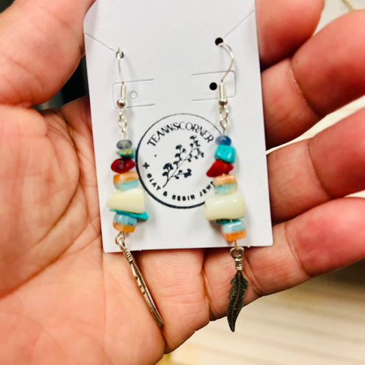 Teannscorner- Sterling silver feather gemstone