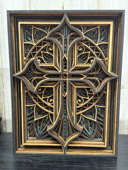 Mandala cross shelf sitter